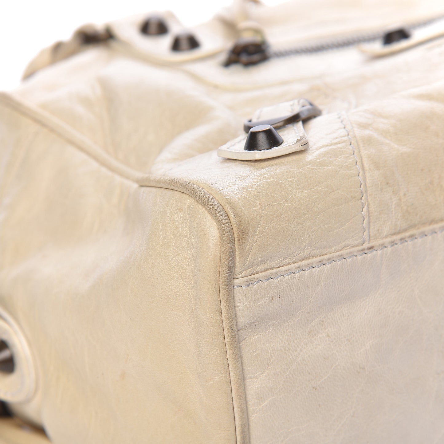Agneau Classic Hardware Box Bag White