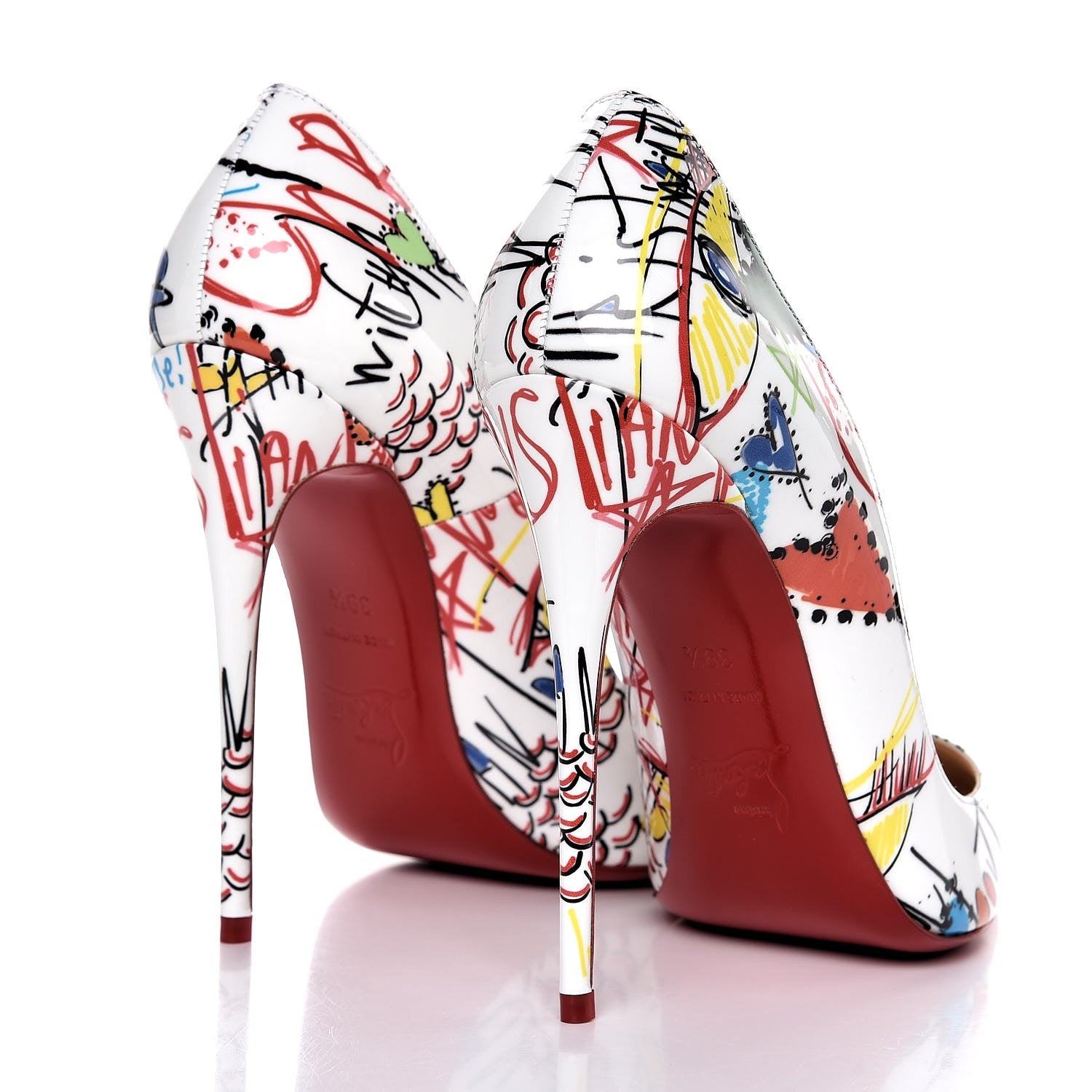 Christian Louboutin Patent Loubitag So Kate 120 Pumps 39.5 White Multi 4 of 8
