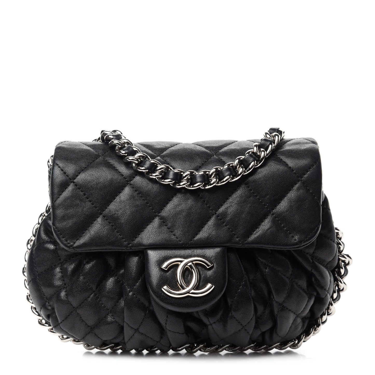 Washed Lambskin Mini Chain Around Messenger Black