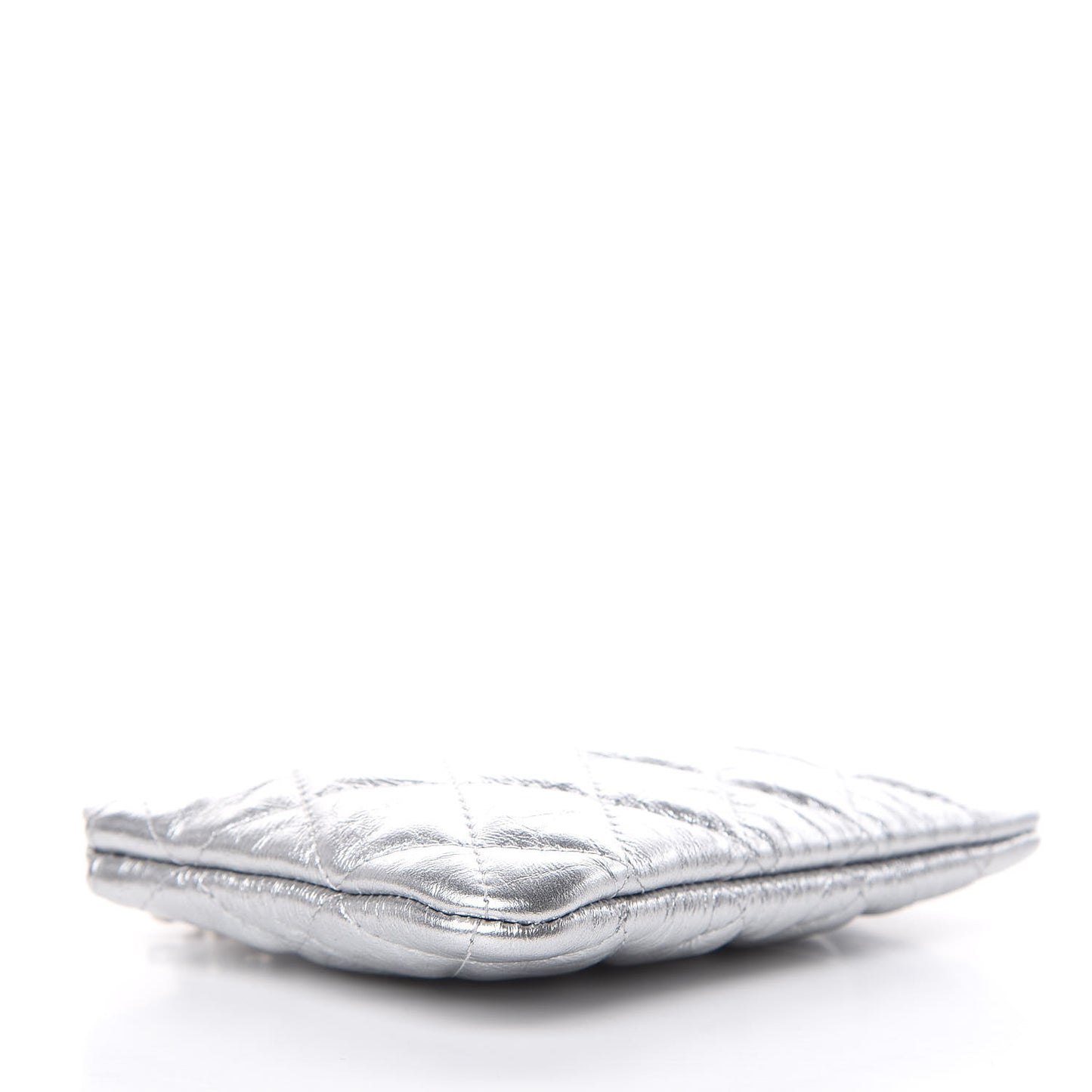 Metallic Calfskin Quilted Small Cosmo Cosmetic Case Silver