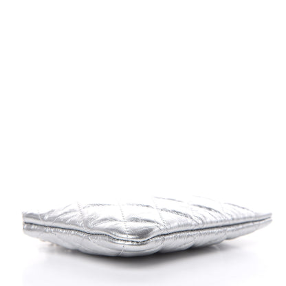 Chanel Metallic Calfskin Quilted Small Cosmo Cosmetic Case Silver 4 of 8