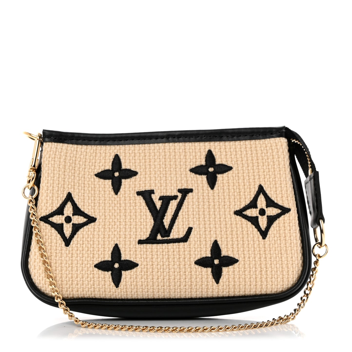Cotton Monogram Giant Mini Pochette Accessories Beige Black