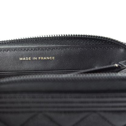 Chanel Caviar Quilted Small Boy Zip Around Wallet Black 7 of 8