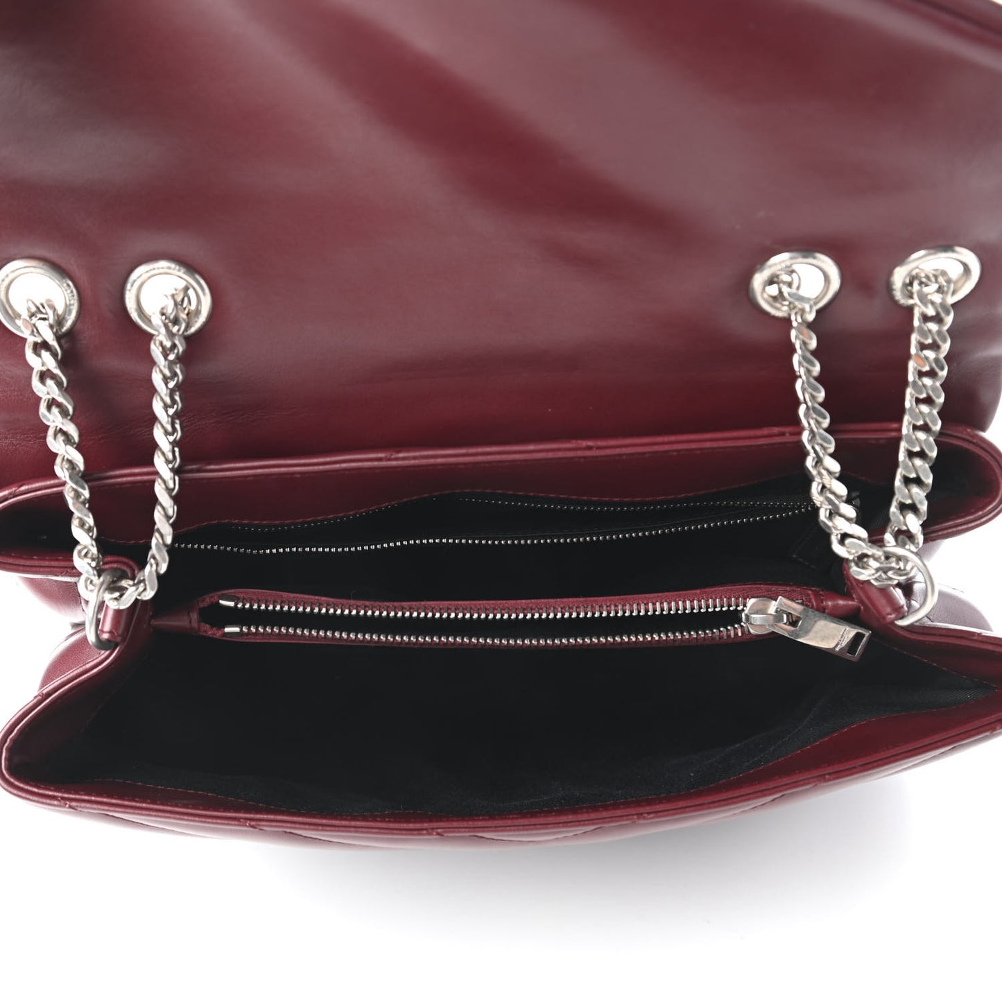 Calfskin Y Quilted Monogram Medium Loulou Chain Satchel Rouge Legion