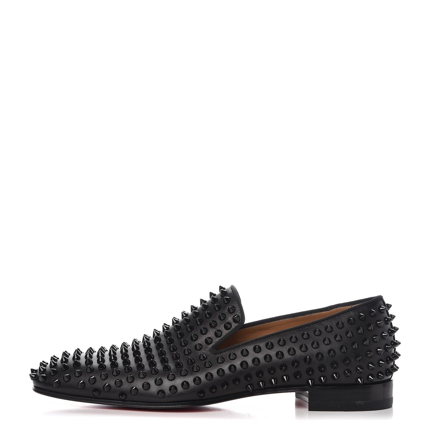 Mens Calfskin Dandelion Spikes Flat Loafers 41.5 Black