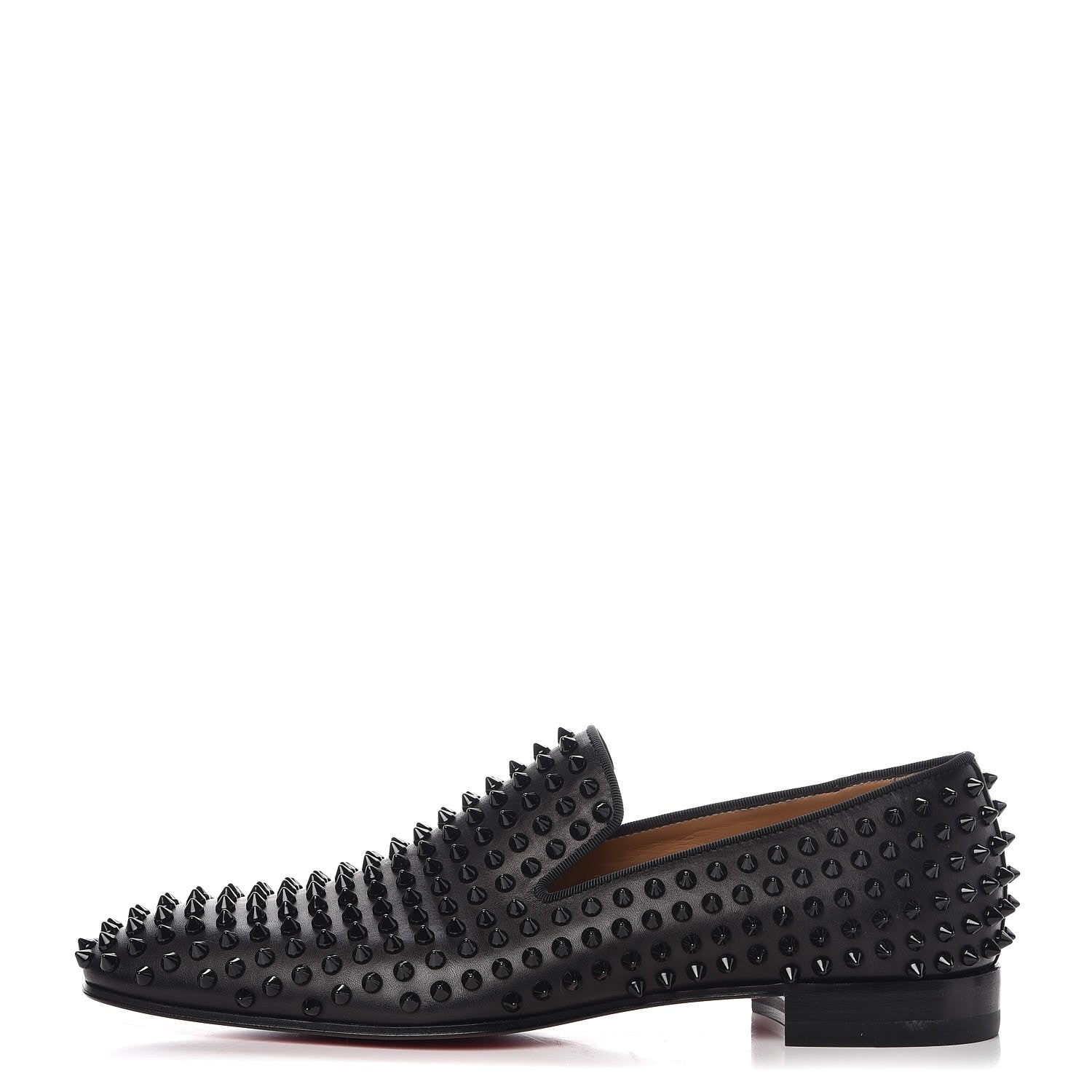 Christian Louboutin Mens Calfskin Dandelion Spikes Flat Loafers 41.5 Black 1 of 9
