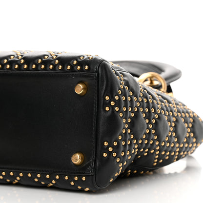 Christian Dior Calfskin Cannage Studded Medium Supple Lady Dior Black 10 of 16