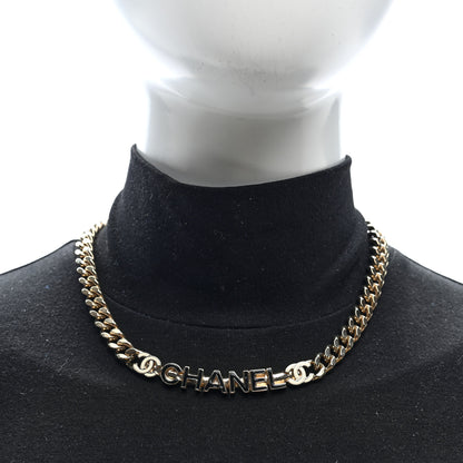 Chanel Enamel Metal Logo Choker Necklace Gold Black White 8 of 8