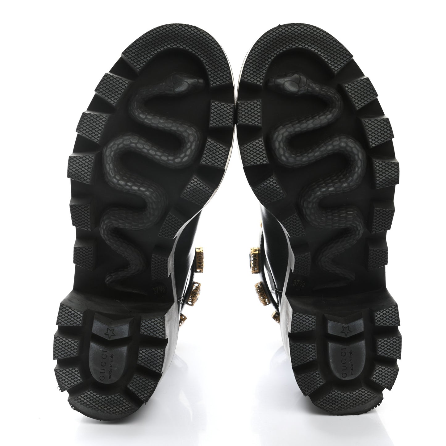 Calfskin Crystal GG Trip Chelsea Ankle Boots 37.5 Black