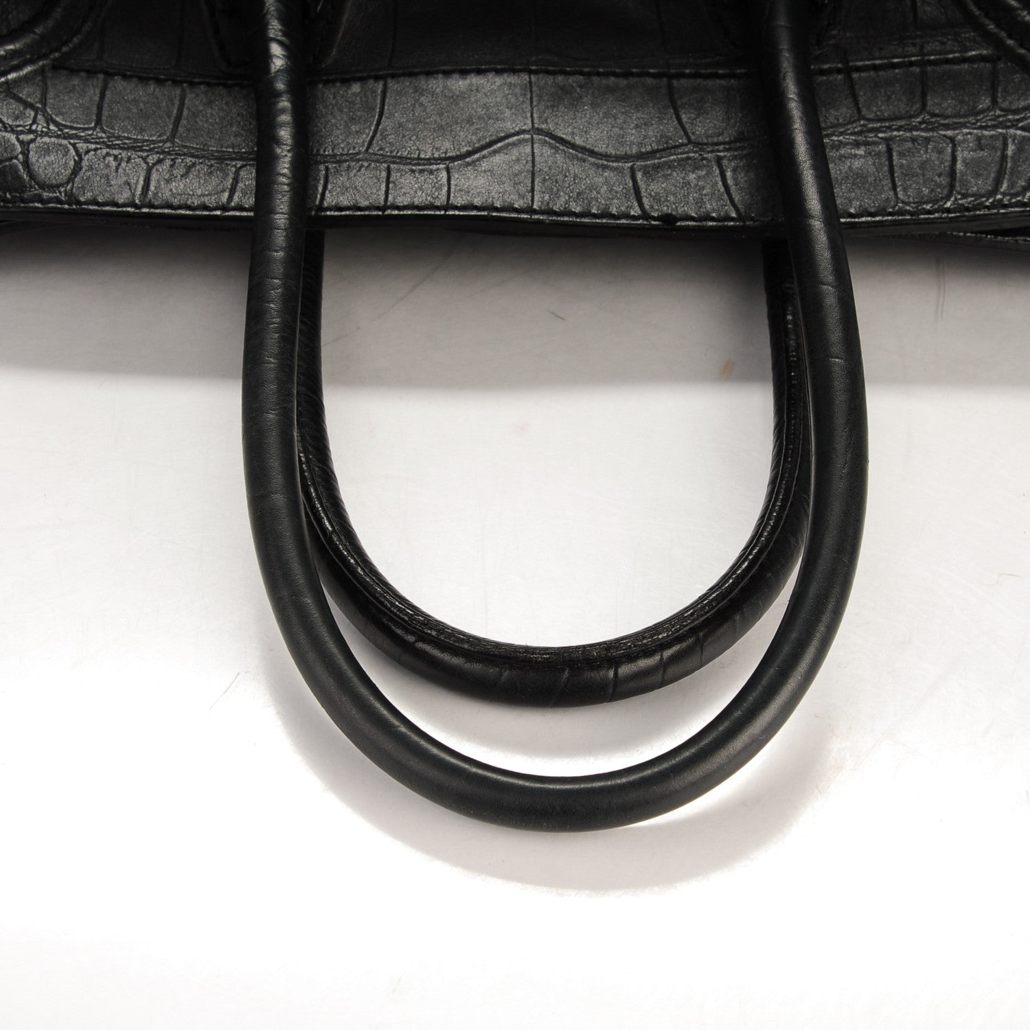 Celine Crocodile Embossed Calfskin Medium Phantom Luggage Black 8 of 13