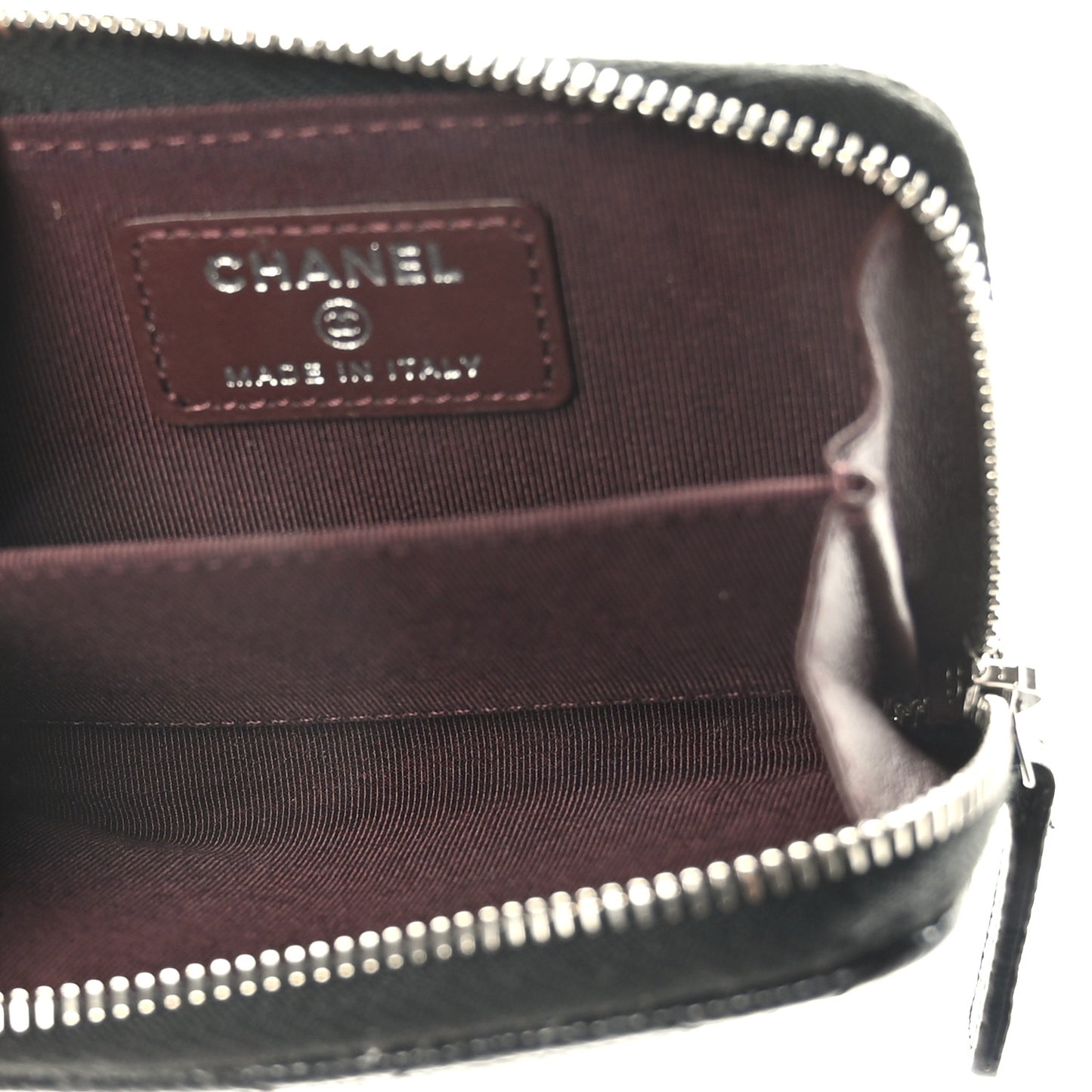 Caviar Quilted Zip Card Holder Black