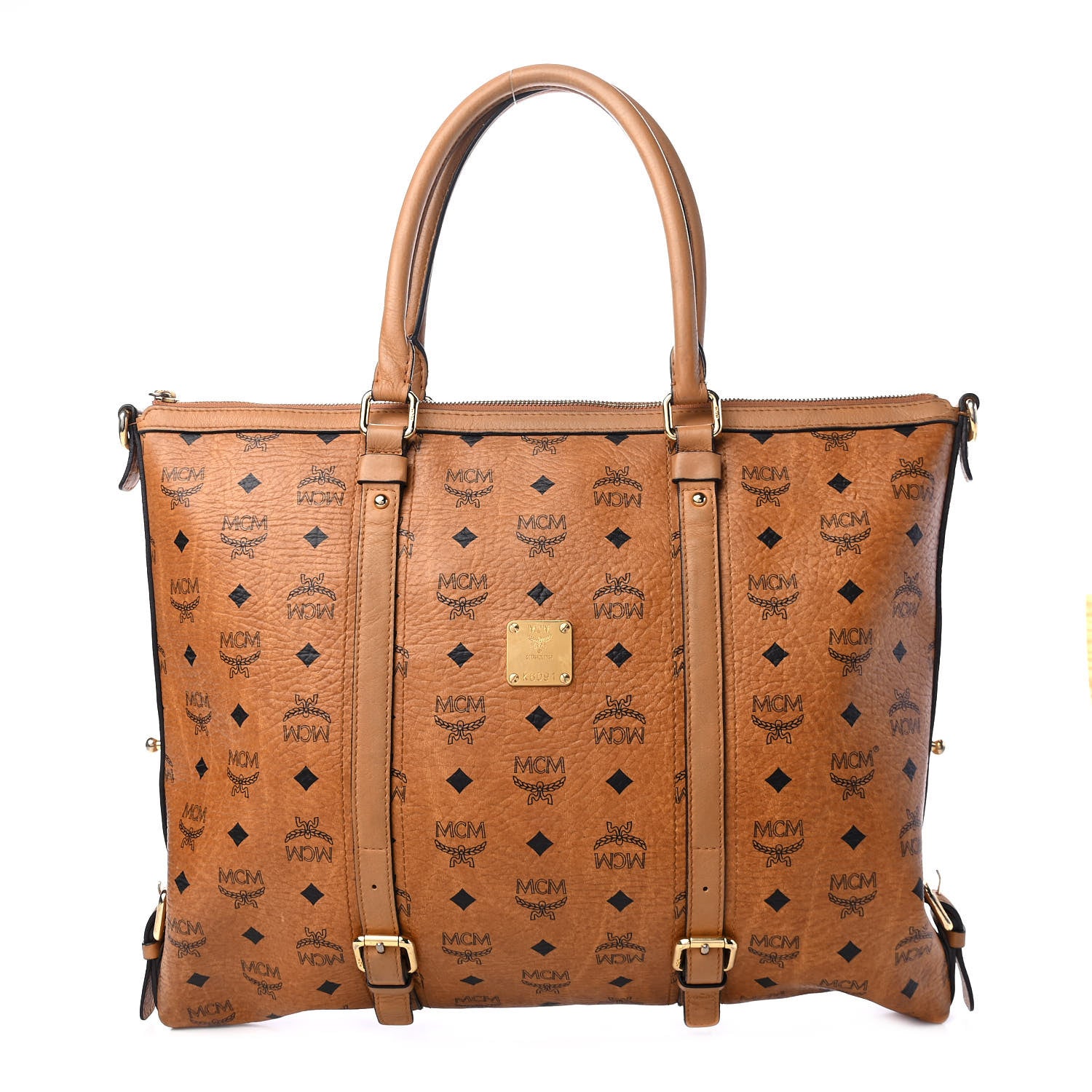MCM Visetos Essential Top Handle Tote Bag Cognac 1 of 7