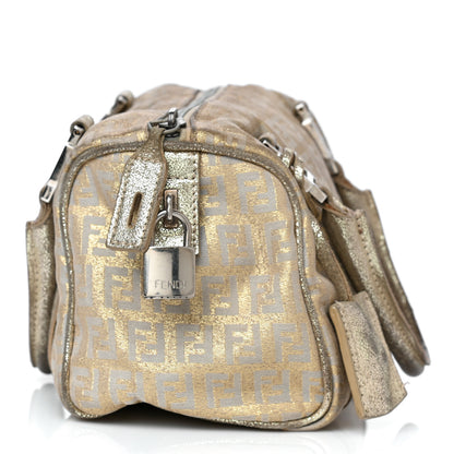Fendi Metallic Jacquard Zucchino Mini Forever Boston Gold Silver 27 of 41