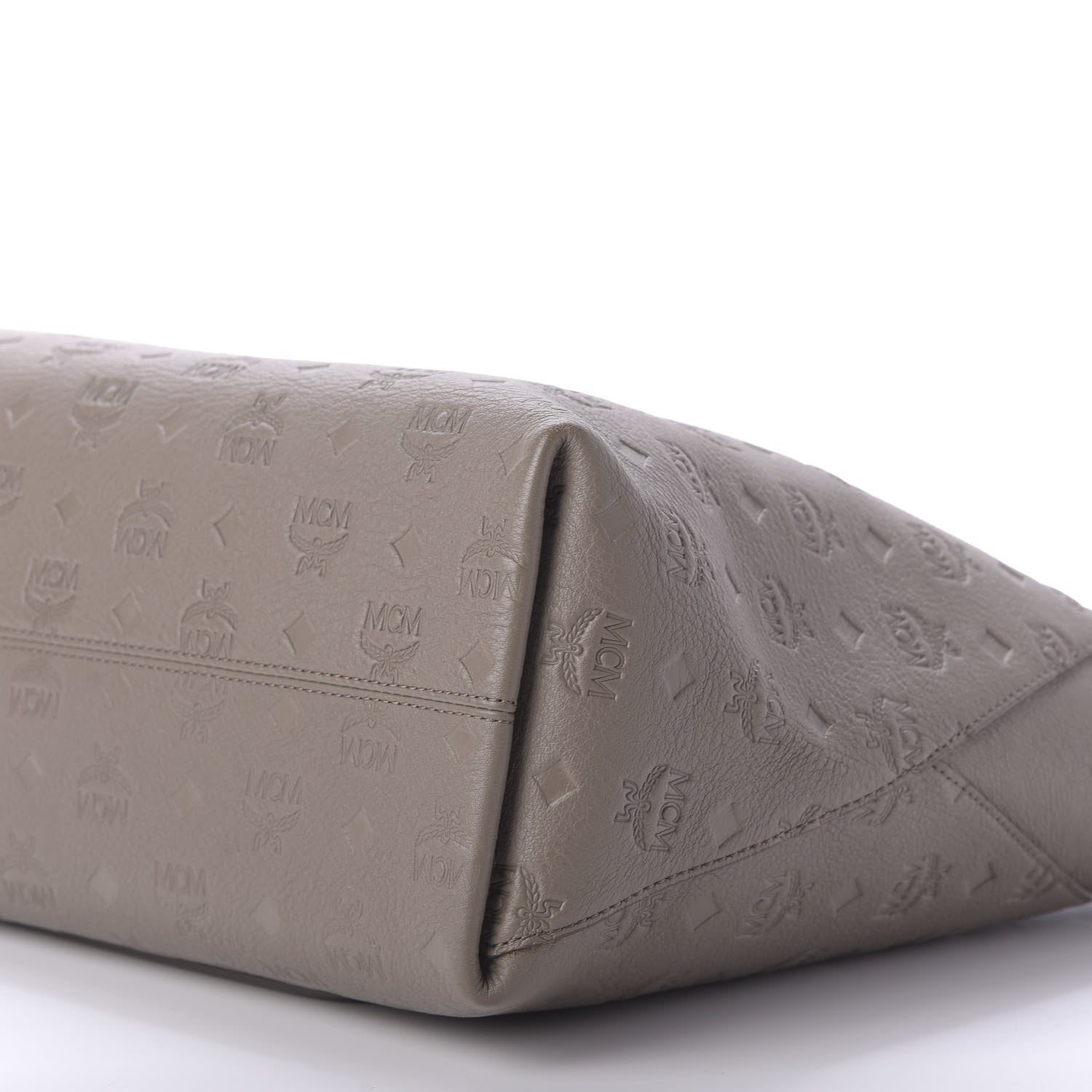 MCM Calfskin Ottomar Monogram Medium Klara Top Zip Tote Taupe 7 of 9