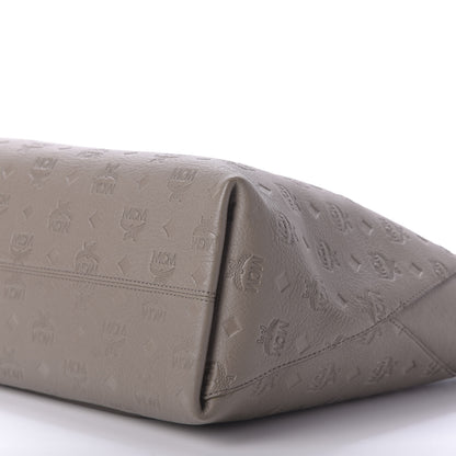 MCM Calfskin Ottomar Monogram Medium Klara Top Zip Tote Taupe 7 of 9