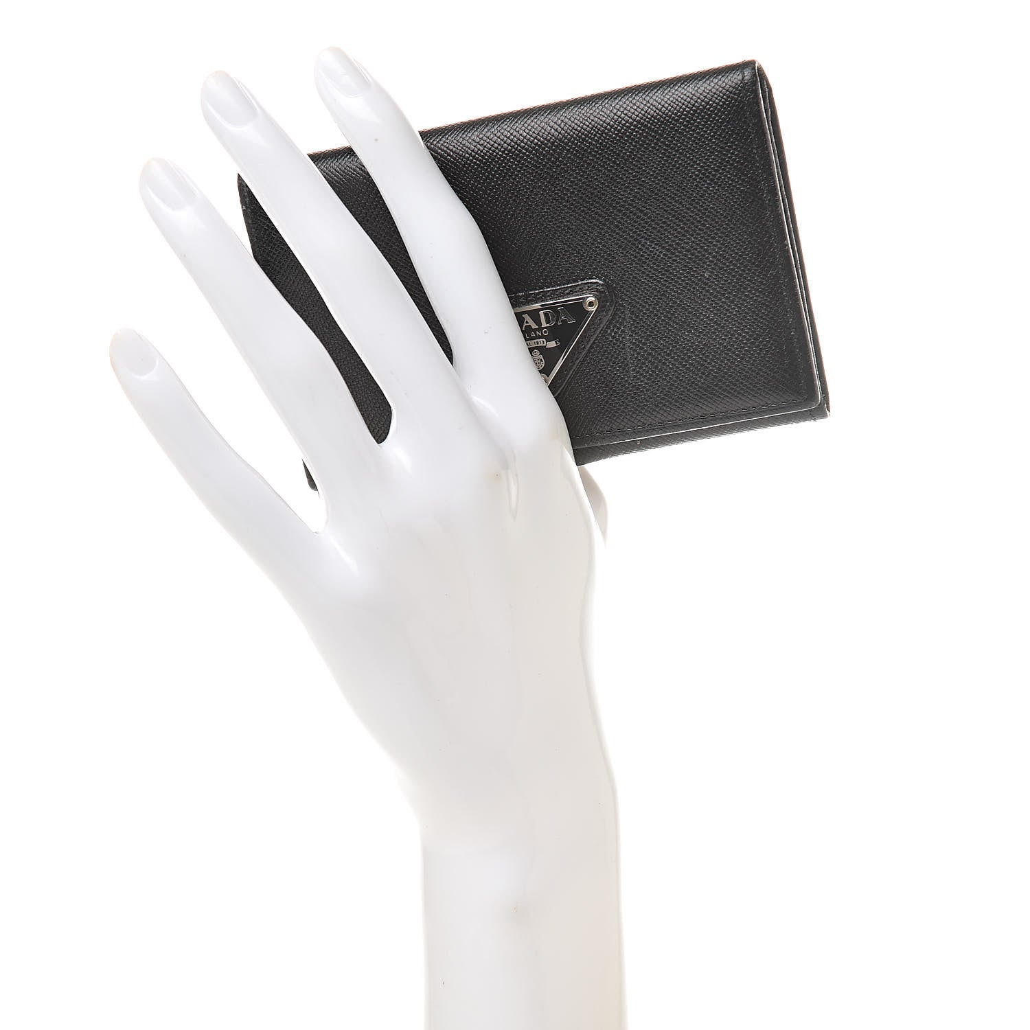 Prada Saffiano Bi-Fold Card Holder Wallet Black 2 of 14