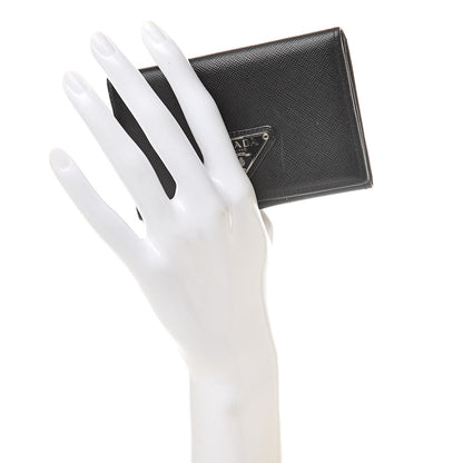 Prada Saffiano Bi-Fold Card Holder Wallet Black 2 of 14