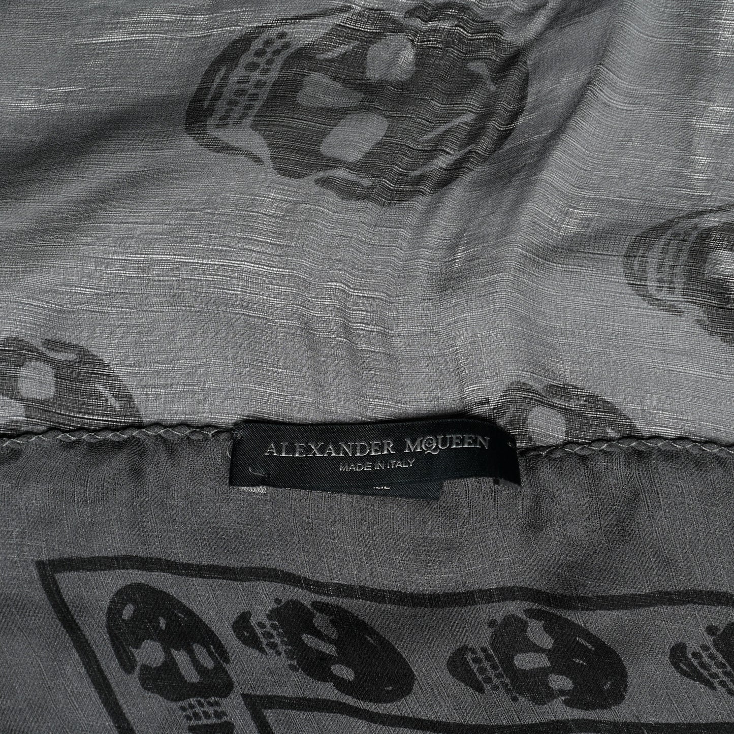 Silk Chiffon Skull Scarf Black Grey