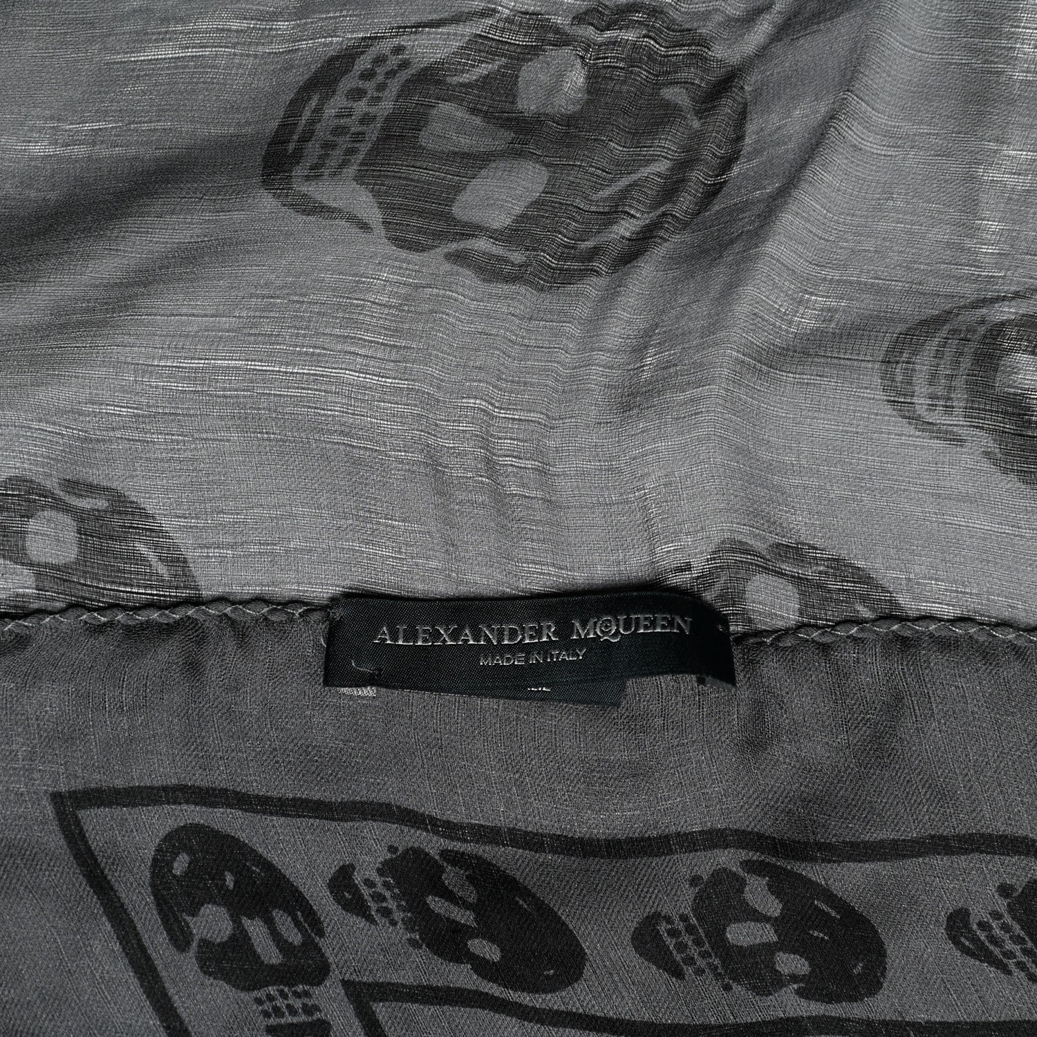Alexander McQueen Silk Chiffon Skull Scarf Black Grey 4 of 4