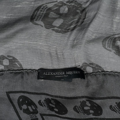 Alexander McQueen Silk Chiffon Skull Scarf Black Grey 4 of 4