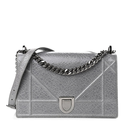 Christian Dior Ceramic Effect Deerskin Medium Diorama Flap Bag Grey 1 of 4