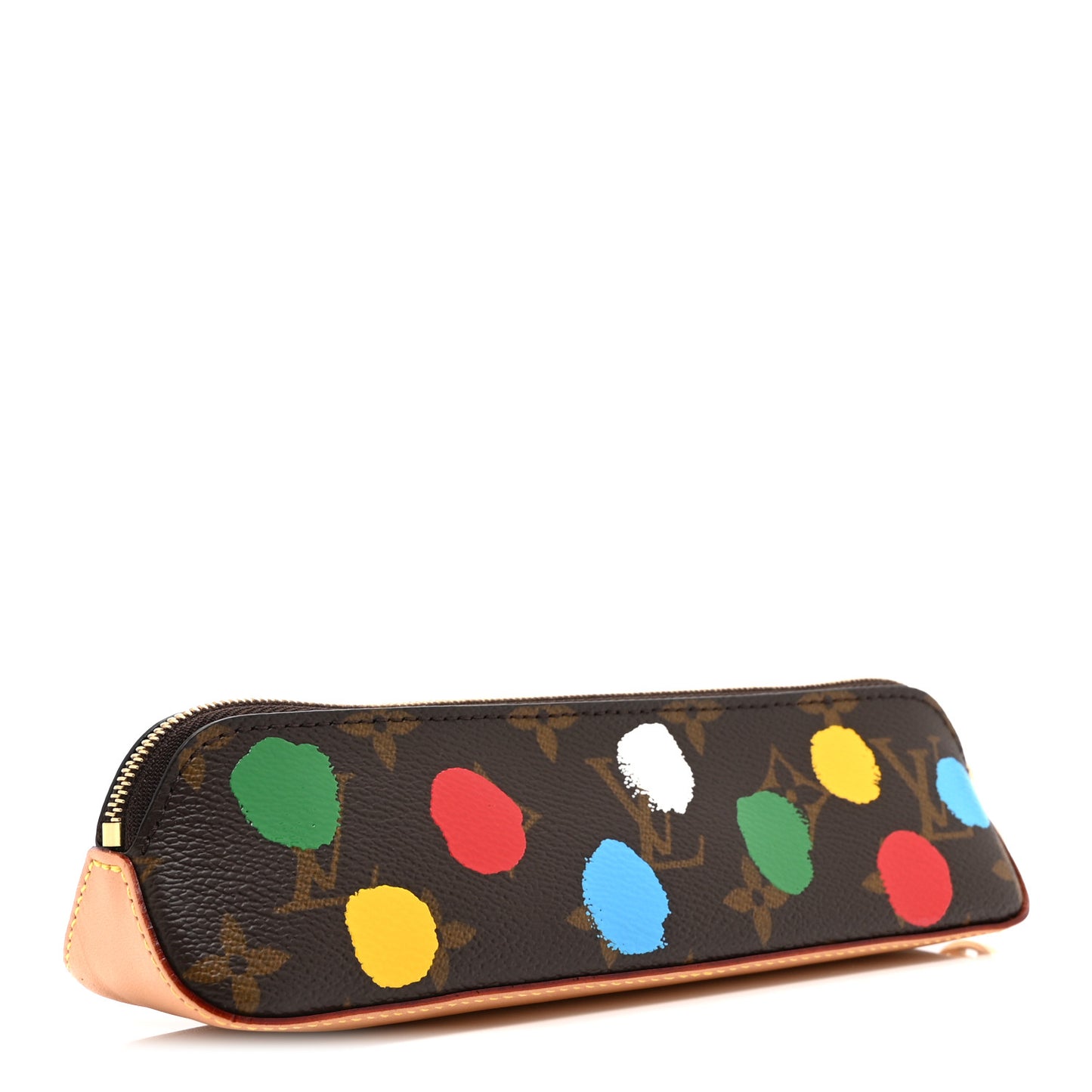 X YK Monogram Dots Elizabeth Pencil Pouch Multicolor
