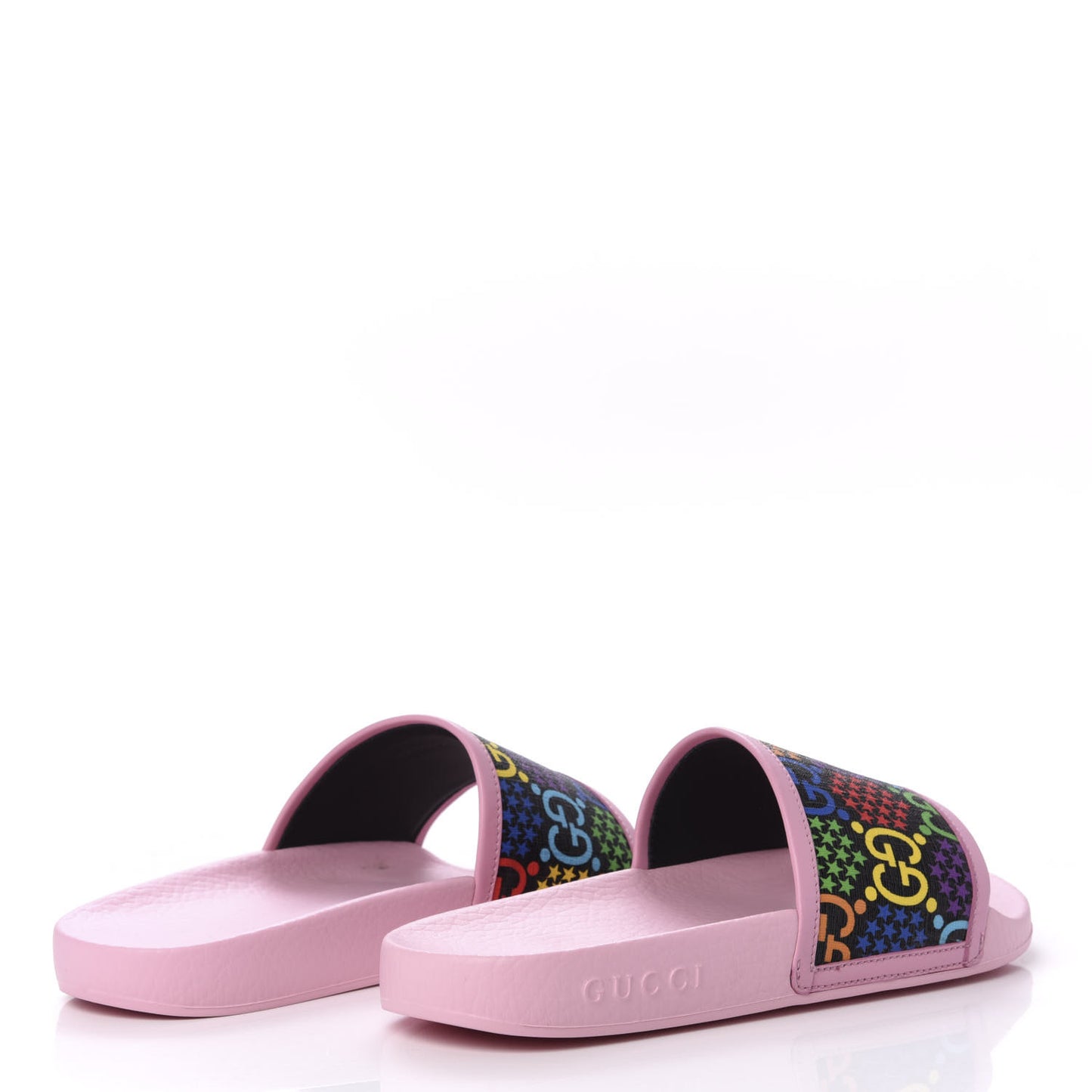 GG Supreme Monogram Psychedelic Slide Sandals 36 Black Multicolor Sugar Pink