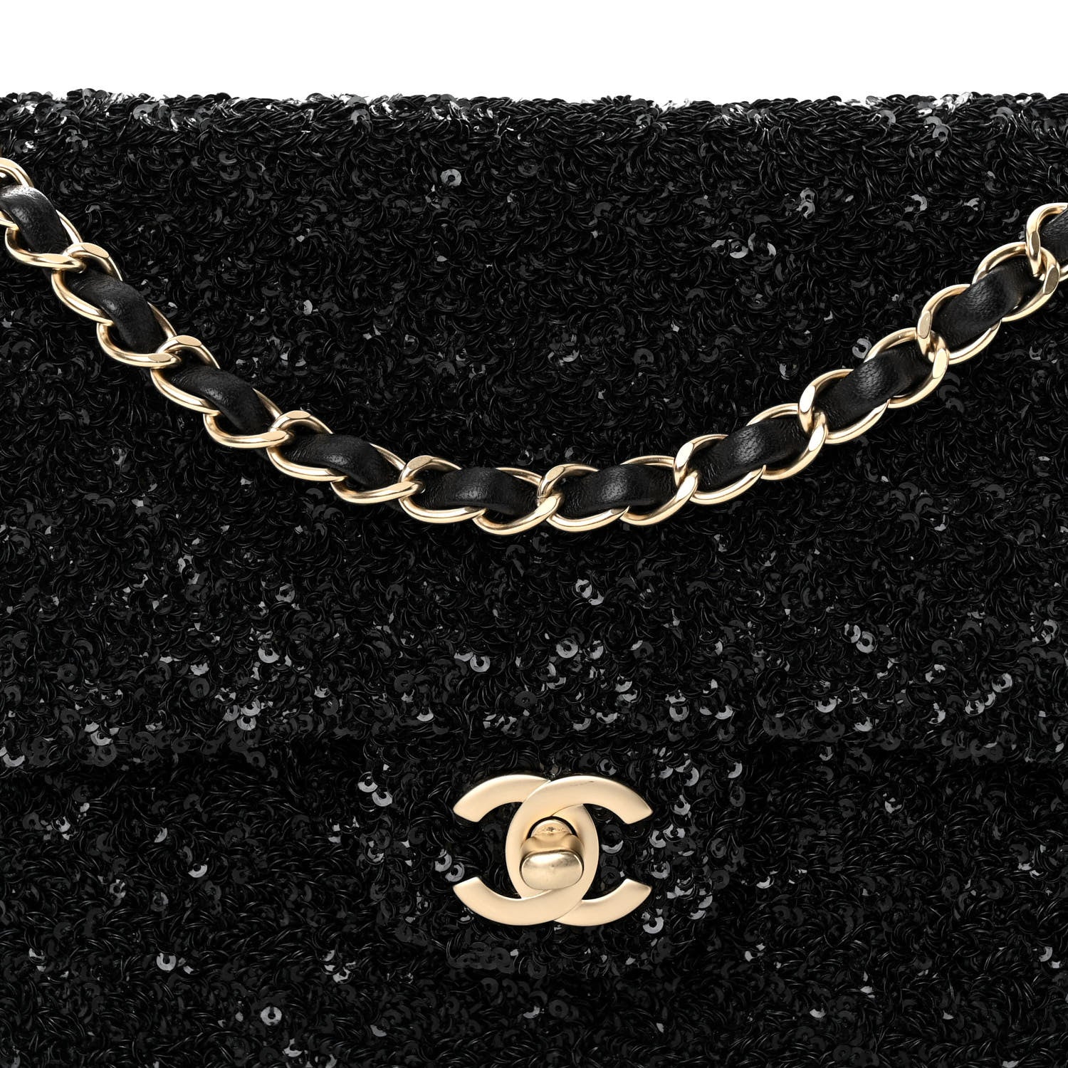 Chanel Sequin Embroidered Medium Flap Bag Black 7 of 10