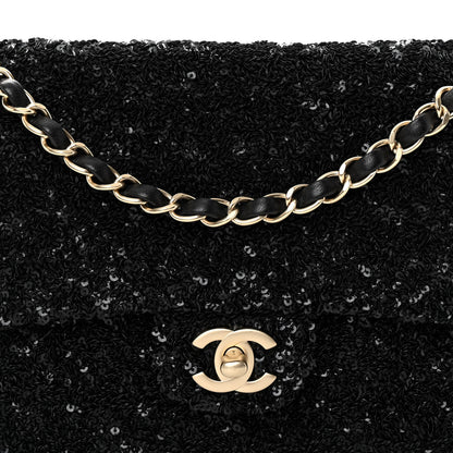 Chanel Sequin Embroidered Medium Flap Bag Black 7 of 10