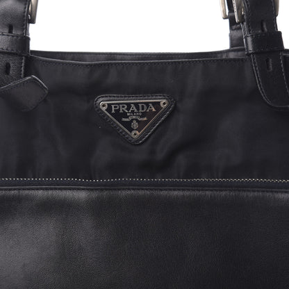 Prada Tessuto Nylon Soft Calfskin Tote Baltico 9 of 10