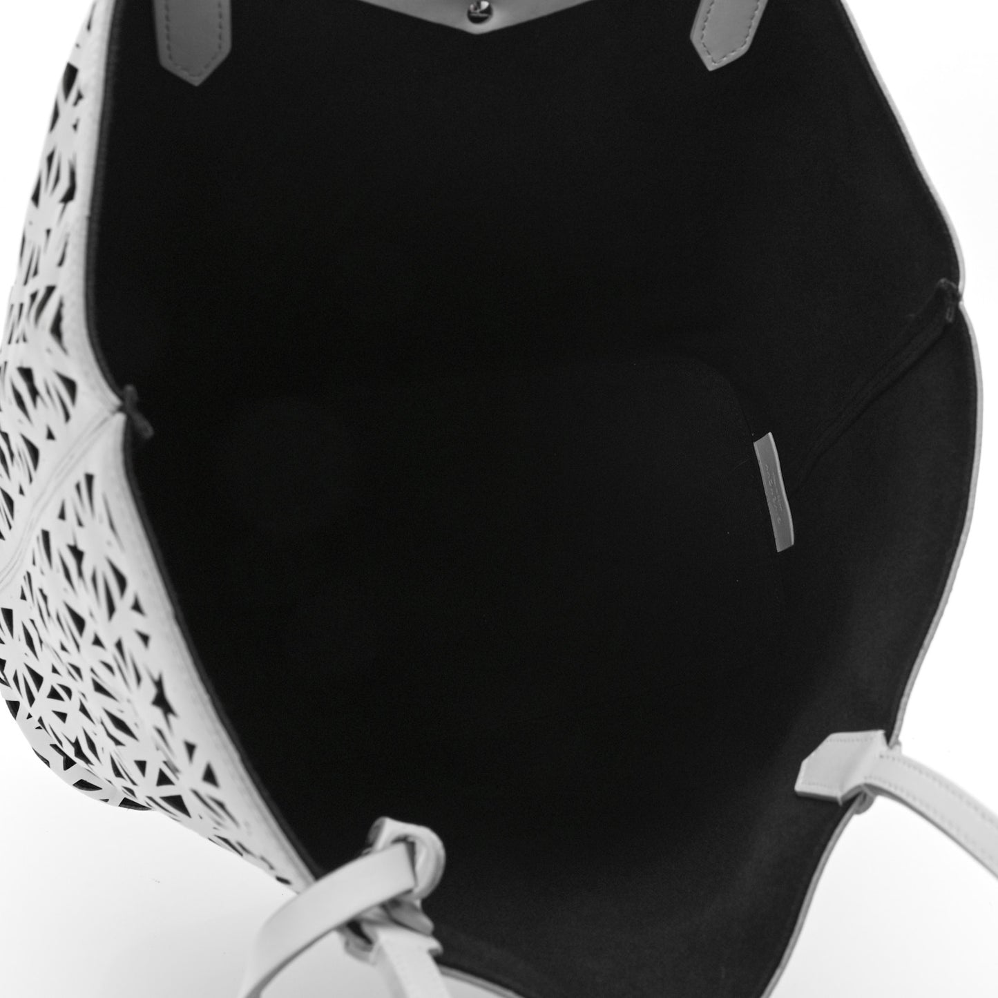 Calfskin Lazer Cut Medium Antigona Tote Black White