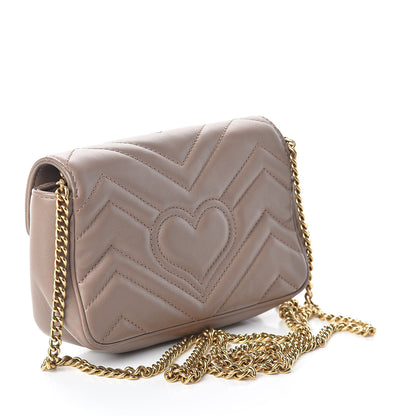 Gucci Calfskin Matelasse Super Mini GG Marmont Shoulder Bag Porcelain Rose 3 of 15
