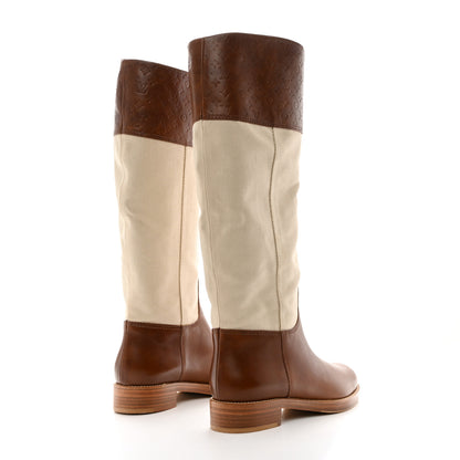 Louis Vuitton Canvas Calfskin Embossed Monogram Flat Seine Boots 37.5 4 of 10
