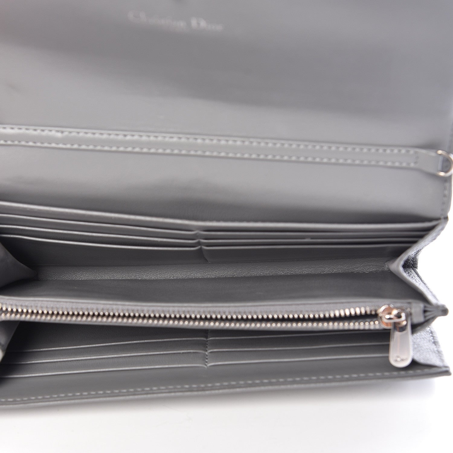 Christian Dior Grained Calfskin Diorama Croisiere Chain Wallet Gris 5 of 17