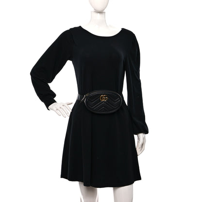 Gucci Calfskin Matelasse GG Marmont Belt Bag 75 30 Black 2 of 9