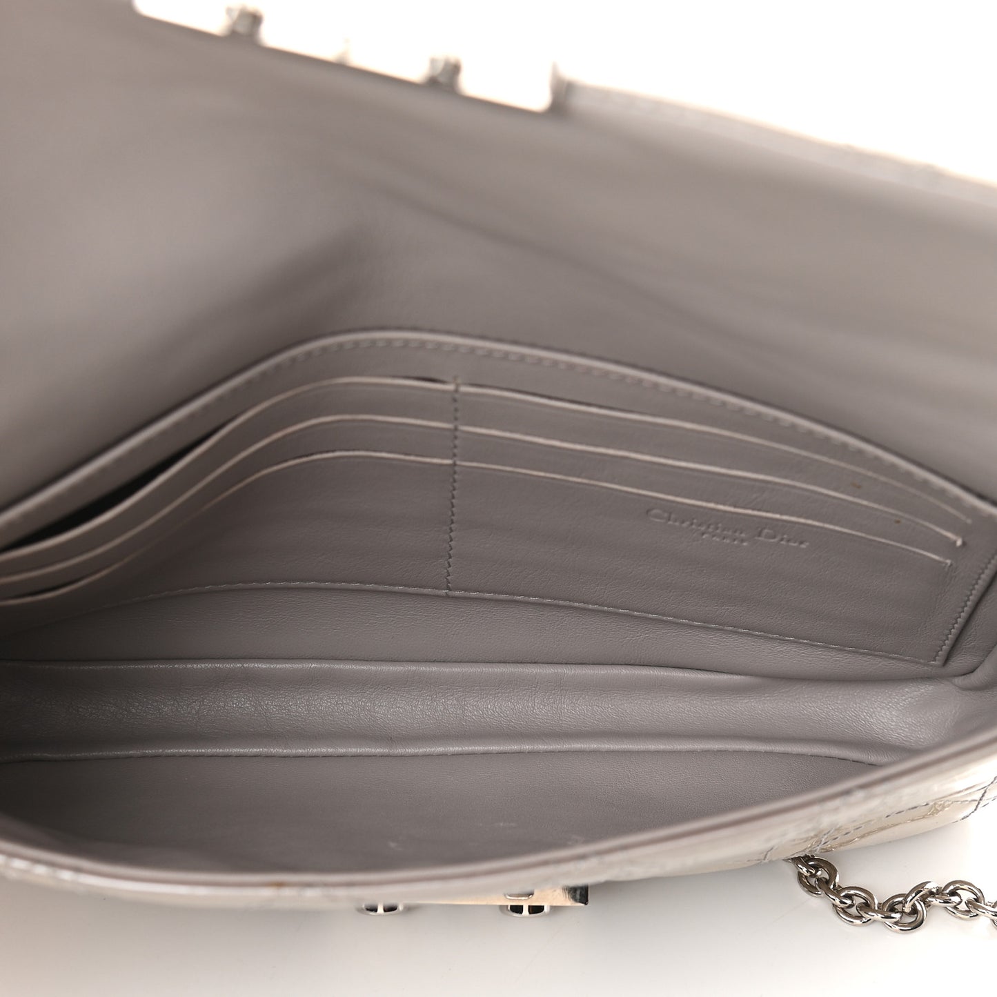 Patent Cannage Miss Dior Promenade Pouch Grey