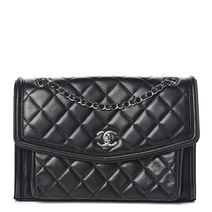 Chanel Lambskin Quilted Large Geometric Flap Black 1 of 16
