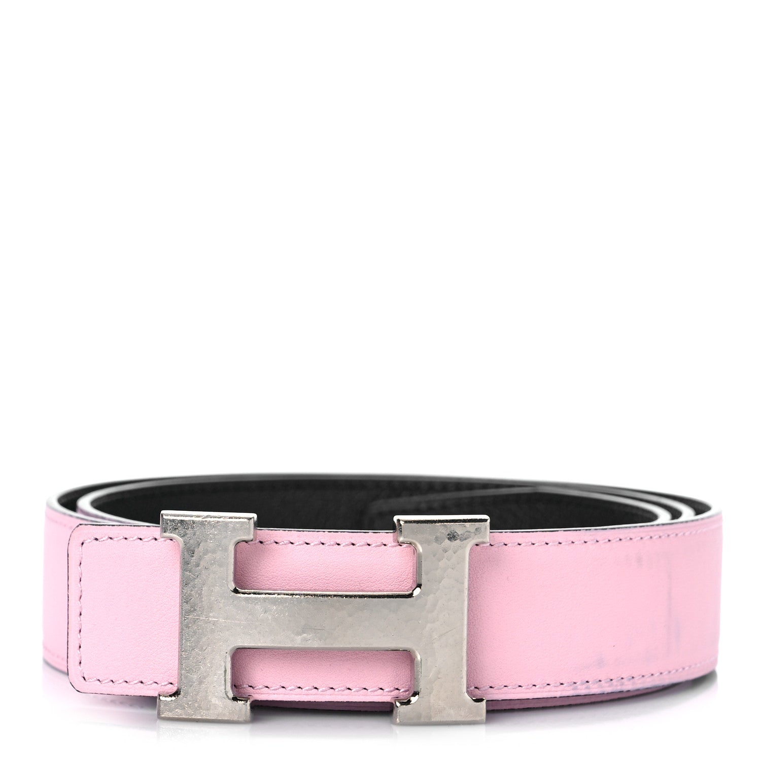 Hermes Box Togo 32mm Martelee H Belt 90 Rose Sakura Blue Nuit 1 of 8