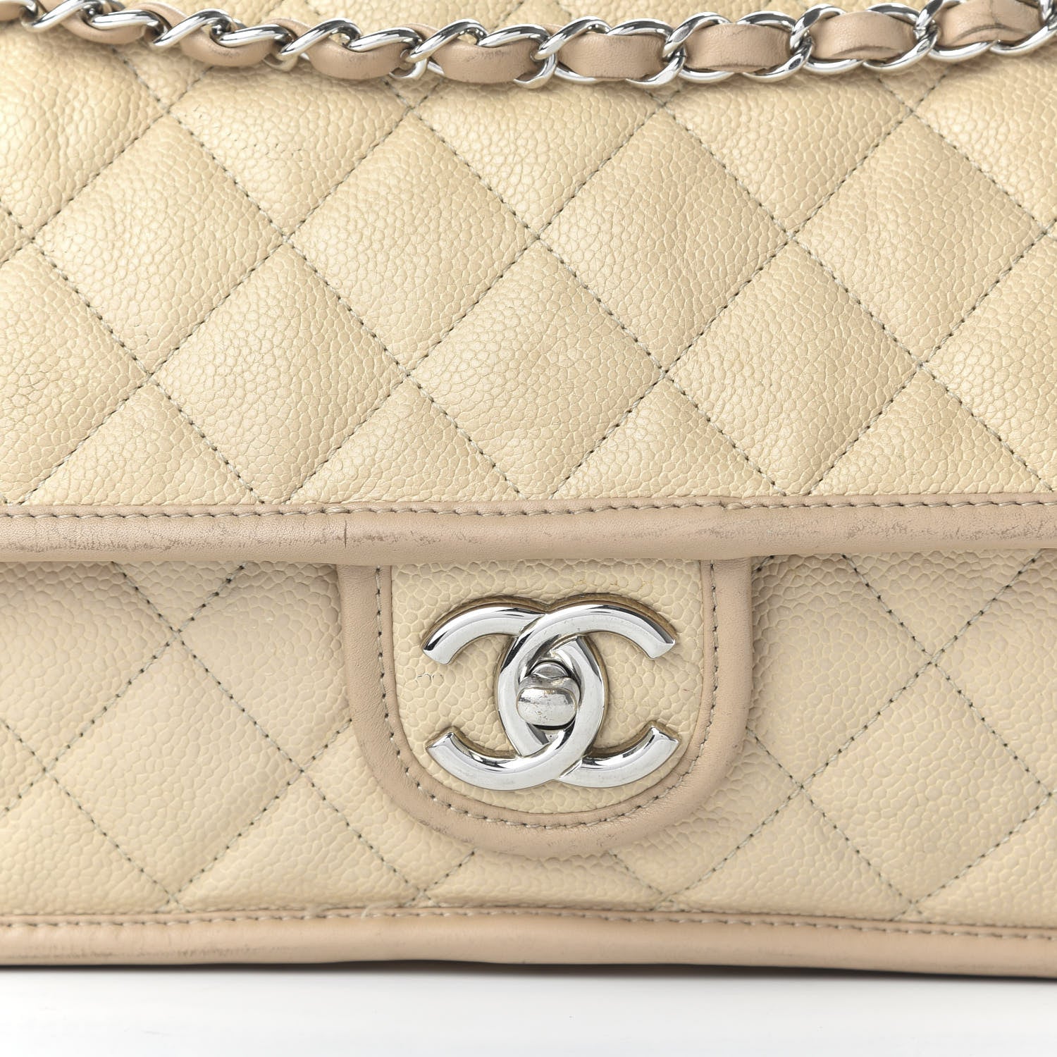 Chanel Caviar Quilted Medium French Riviera Flap Beige 10 of 14