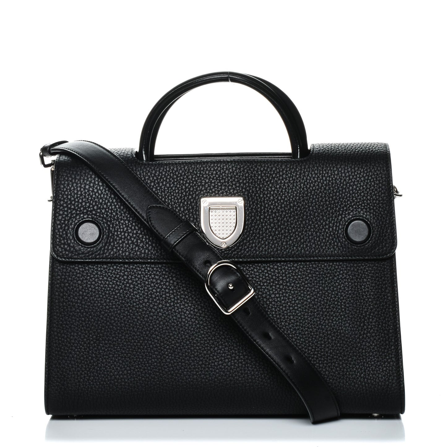 Grained Calfskin Medium Diorever Flap Black