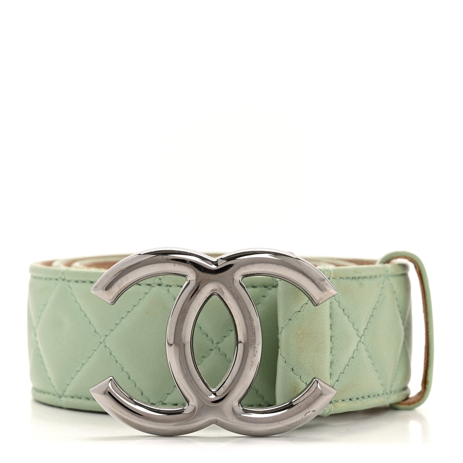 Chanel Lambskin Quilted CC Belt 80 32 Green 1 of 7