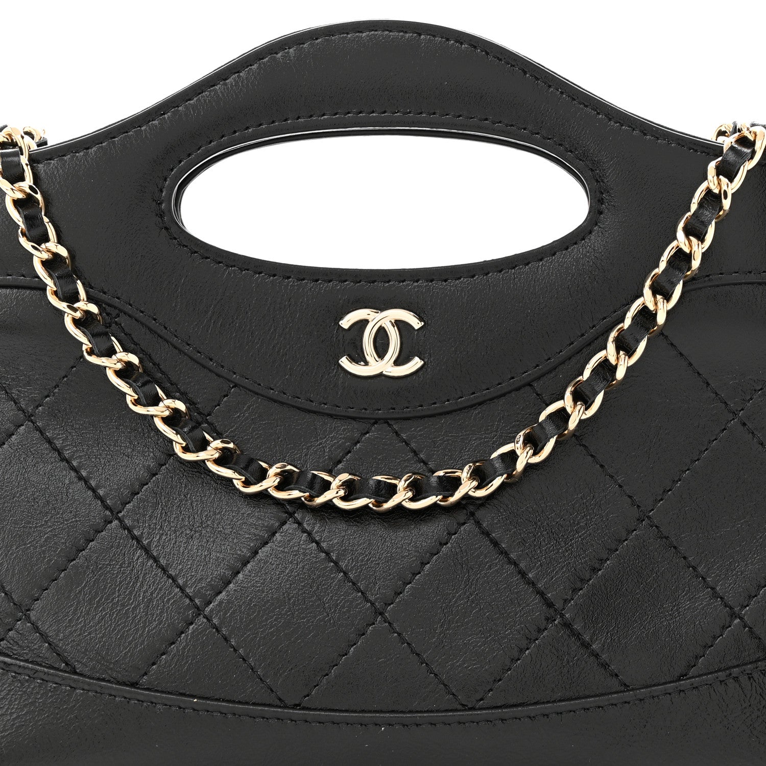 Chanel Shiny Crumpled Calfskin Quilted Nano 31 Shopping Bag Black 8 of 11