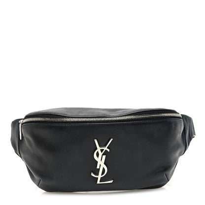 Saint Laurent Lambskin Monogram Belt Bag Black 1 of 9