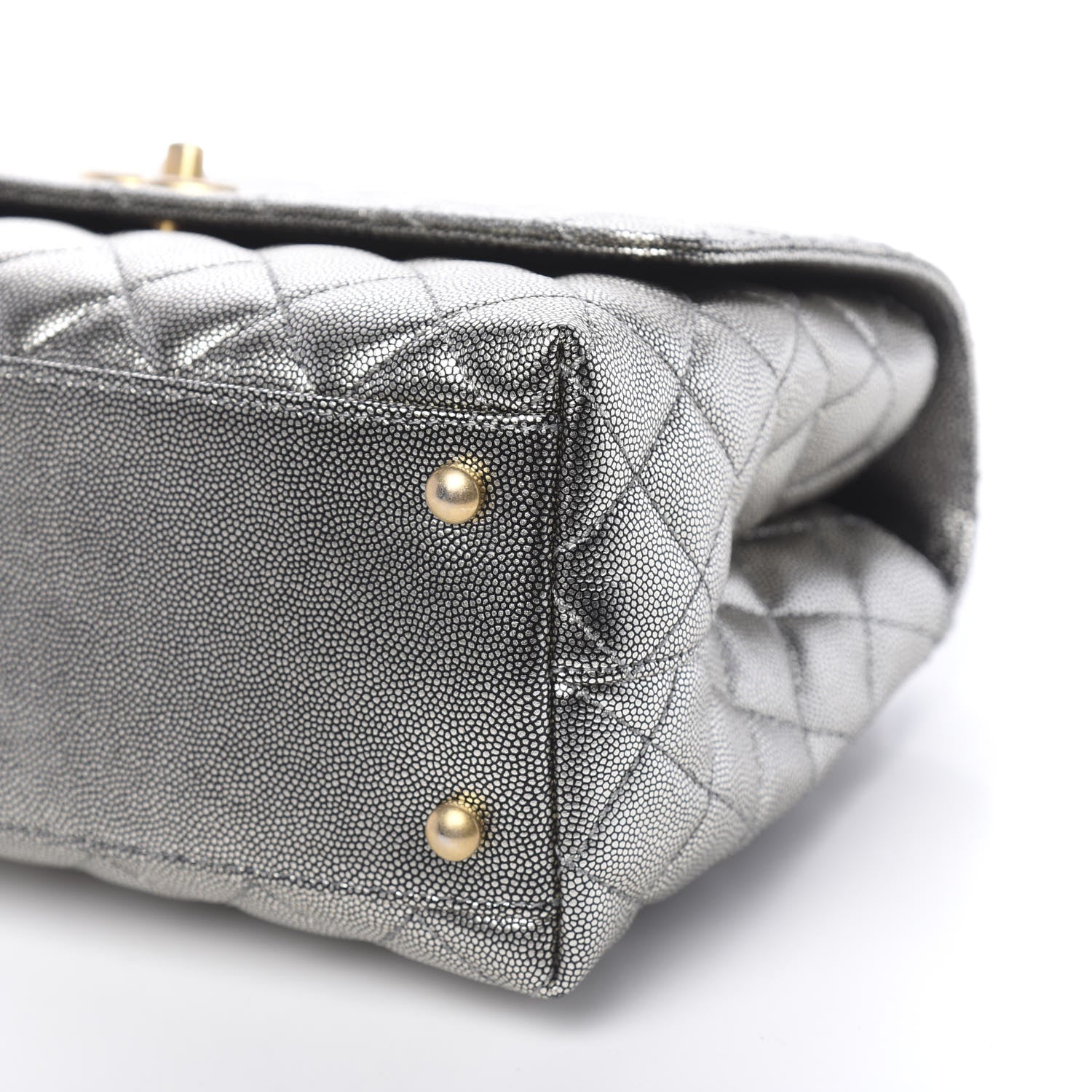 Chanel Metallic Caviar Quilted Small Coco Handle Flap Silver 9 of 11