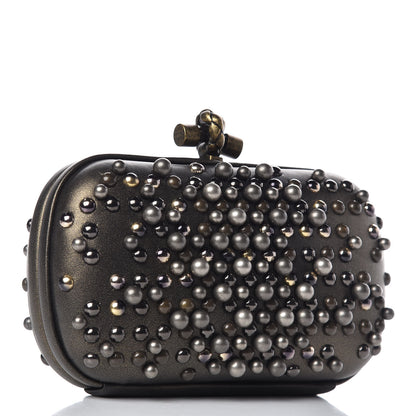 Bottega Veneta Nappa Pearl Embellished Knot Studded Clutch Gold 3 of 9