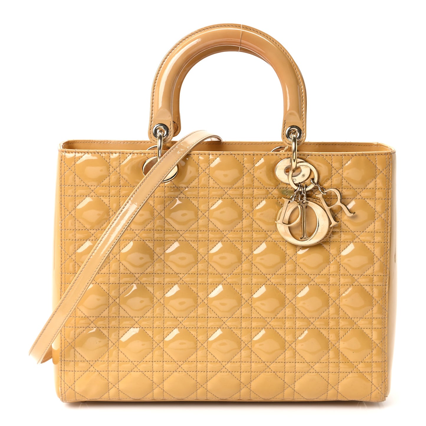Patent Cannage Large Lady Dior Beige