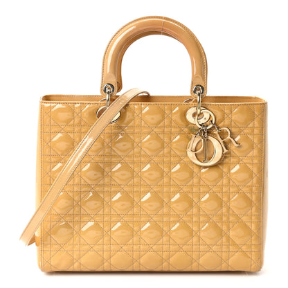 Christian Dior Patent Cannage Large Lady Dior Beige 1 of 10
