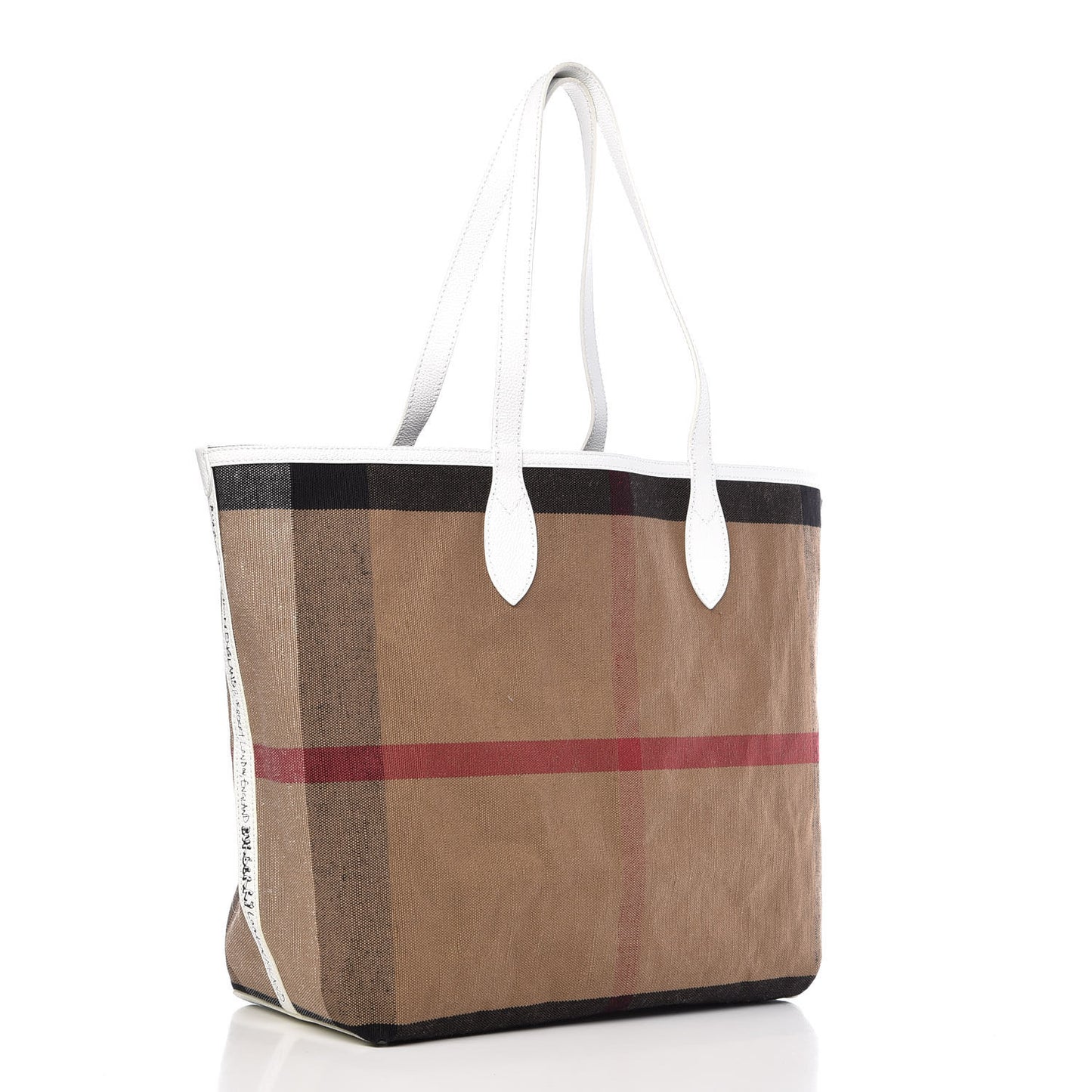 Coated Canvas Mega Check Sketchbook Large Reversible Doodle Tote White
