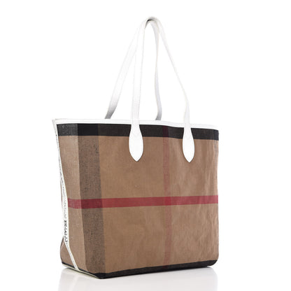 Burberry Coated Canvas Mega Check Sketchbook Large Reversible Doodle Tote White 5 of 12
