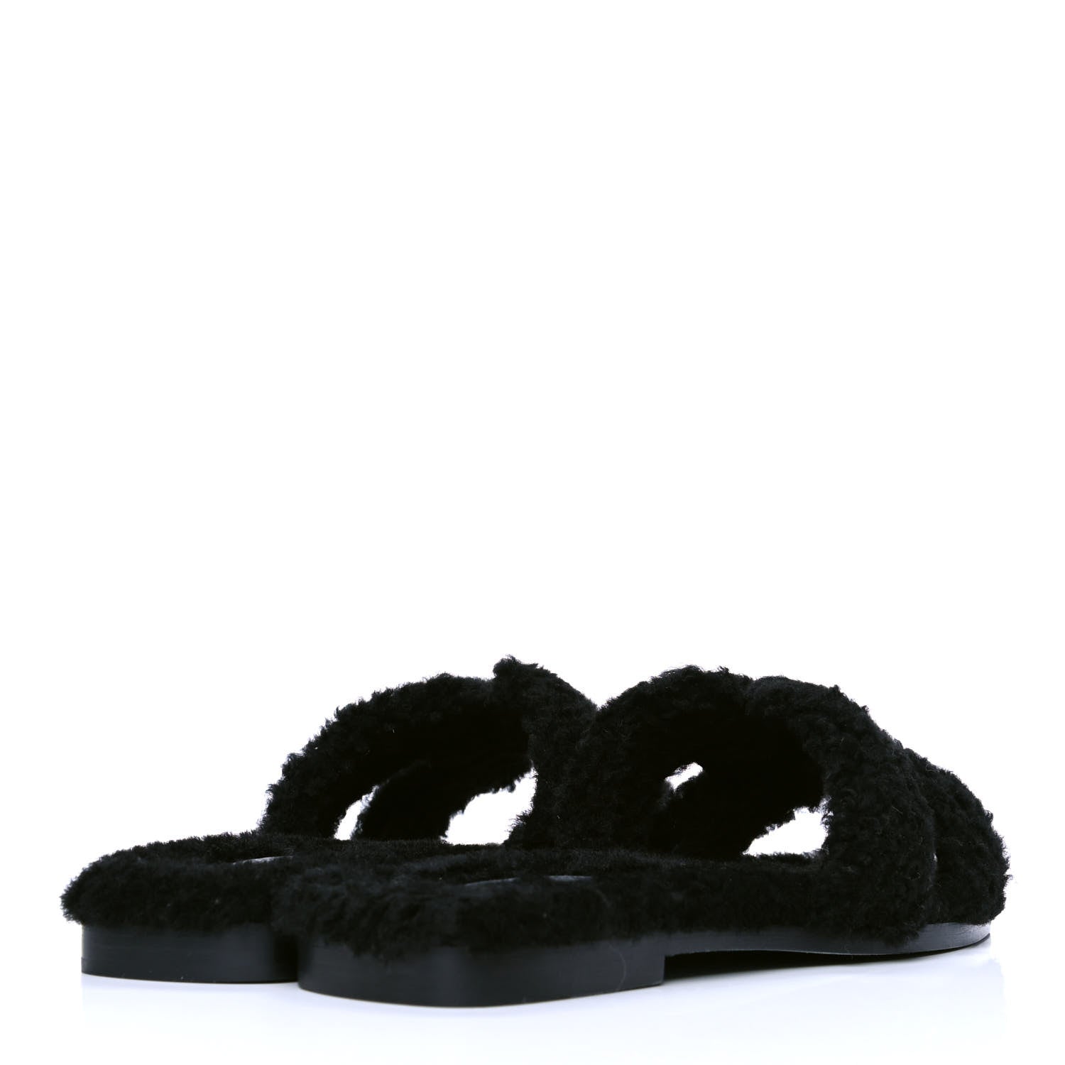 Hermes Woolskin Oran Sandals 36 Black 3 of 4